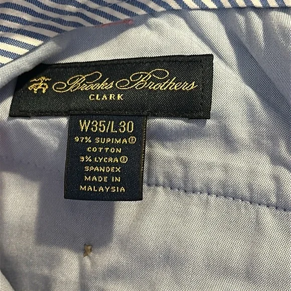 Men’s Brooks’s Brothers Clark Fit Cotton & Spandex Light Red Pants Size 35 x 30 - Picture 6 of 7